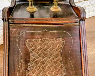 Antique Victorian Oak Coal Scuttle Box Brass Handle Early 1900's