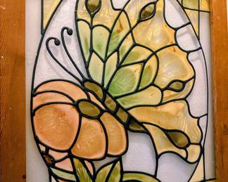 Vintage Stained Glass Panel Sun Catcher