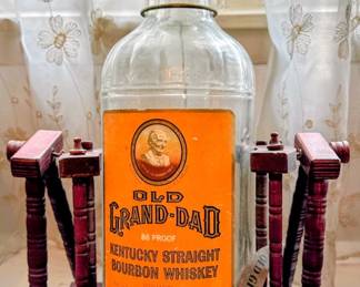 Vintage Old Grand-Dad Kentucky Straight Bourbon Whiskey Bottle & Display