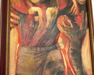 Vintage 1960's Dave Boss David NFL San Francisco 49ers on Canvas. David Boss was a famous NFL Photographer and artist