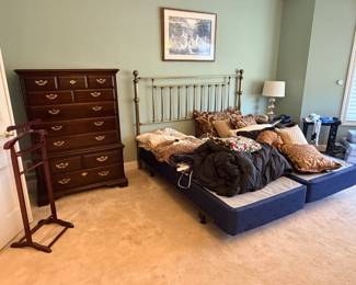 Bedroom furniture, clothes valet, heated blankets, decorative pillows