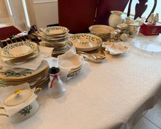 Holiday china sets and serving dishes