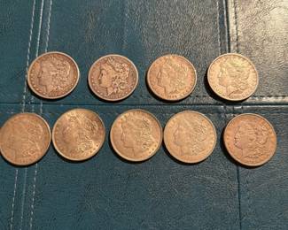 9 Morgan silver dollars