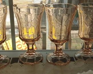 Pink Depression water glasses