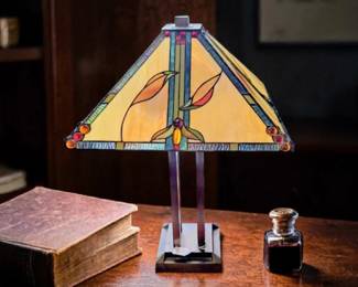 PAIR Fantastic Tiffany lamp bronze poppies arts and crafts style