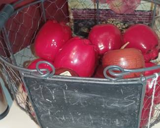 Metal basket with chalkboard front