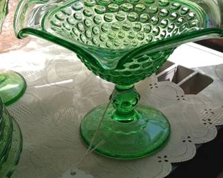 Brain depression glass Hotmail pedestal flared candy dish