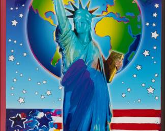 Lot 1031 Peter Max (American, B. 1937) Mixed Media on Paper 'Peace on Earth II', H 23" W 17"