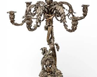 Lot 36 Silverplate Centerpiece Epergne 19th.c., H 31" W 19"