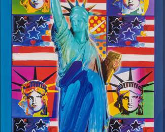 Lot 1033 Peter Max (American, B. 1937) Mixed Media on Paper, 'God Bless America III', H 23" W 17.5"