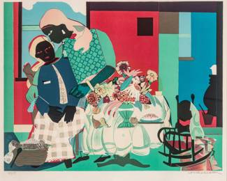 Lot 1029 Romare Bearden (American, 1911-1988) Lithograph in Colors on Somerset Wove Paper 1979, 'Morning (Carolina Morning)', H 19.25" W 25" Frame Size: H 28"