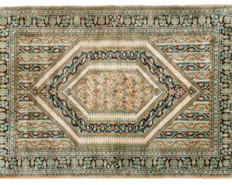 Lot 154 Perisan Qum Handwoven Silk Rug, 1980s, W 4' 8" L 7' 7"