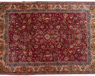 Lot 153 Persian Sarouk Handwoven Wool Rug, Ca. 1940-1950, W 10' L 12' 11"