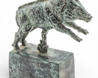 Lot 1019 Carl Milles (Swedish, 1875-1955) Bronze Sculpture, Ca. 1927, 'Standing Wild Boar', H 8" W 2.5" L 7" 19d 22h 23m Estimate