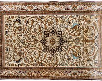 Lot 237 Persian Tabriz Handwoven Silk Tree of Life Rug, Mid 20th C., W 4' 6" L 6' 9"