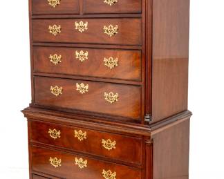 Lot 60 Kindel Furniture Company (American) Mahogany Two-piece High Chest 20th C., H 91" W 43" Depth 23"
