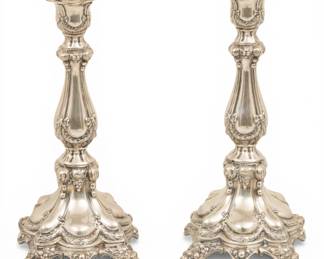Lot 40 German 800 Silver Candlesticks 19th.c., H 14" W 6" 32 t oz 1 PAIR
