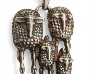 Lot 1012 Marshall Maynard Fredericks (American, 1908-1998) Sterling Silver Pendant 1975, 'Sheep', H 1.5" W 1" 22 g
