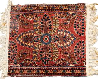 Lot 229 Persian Sarouk Handwoven Wool Mat, Ca. 1930, W 2' L 1' 11"