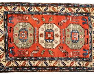 Lot 198 Persian Ardibil Kazak Design Handwoven Wool Rug, Ca. 1970, W 3' 8" L 5' 5"