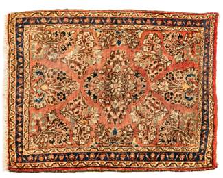 Lot 234 Persian Sarouk Handwoven Wool Mat, Ca. 1940, H 2' 6" W 2' 1"