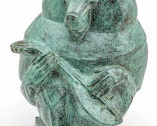 Lot 1013 Marshall Maynard Fredericks (American, 1908-1998) Bronze Sculpture 'Baboon Playing a Mandolin', H 14.5" W 10" Depth 9"