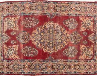 Lot 202 Persian Kerman Handwoven Wool Rug, Ca. 1930, H 7' 3" W 4' 5"