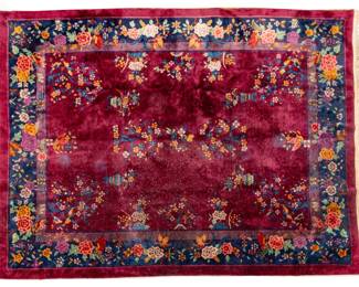 Lot 169 Chinese Art Deco Style Handwoven Wool Rug, Ca. 1920s, W 8' L 9' 8"