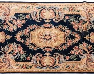 Lot 173 Sino-Persian Aubusson Design Handwoven Wool Rug, Ca. 1980, W 5' 9" L 8' 10"