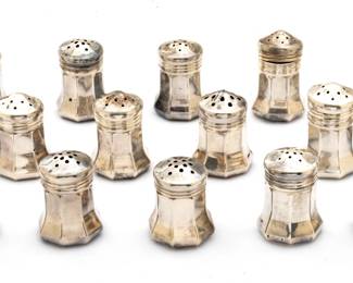 Lot 42 Cartier (French) Sterling Silver Individual Salt and Pepper Shakers in Original Boxes H 1.5" Dia. 1" 4 t oz 16 PCS