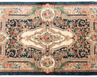Lot 174 Sino-Persian Aubusson Design Handwoven Wool Rug, Ca. 1980, W 6' L 8' 10"