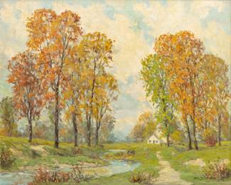 Lot 1053 Paul Bettinger (American /Ohio, 1878-1947) Oil on Canvas 1910-1920, H 24" W 30"