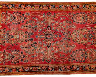 Lot 199 Persian Mahajiran Sarouk Handwoven Wool Rug, Ca. 1920, H 5' W 3' 5"