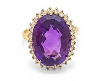 Lot 6 Amethyst and Diamond 14K Gold Ring 9 7 g 1 PC