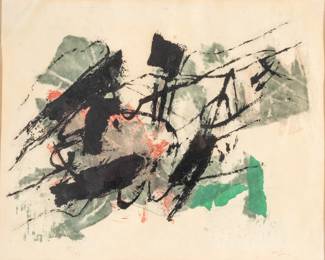 Lot 1046 Afro Basaldella (Italian, 1912-1976) Lithograph in Colors on Japanese Paper 1959, 'Isola Del Giglio', H 20" W 26"
