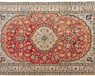 Lot 203 Indo-Nain Design Handwoven Wool Rug, Ca. 1980, W 6' 6" L 10'