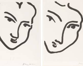 Lot 1037 Henri Matisse (French, 1869-1954) Lithographs on Thick Heavy Wove Paper 1994-95, 'Nadia Au Visage Penche; Nadia Au Menton Pointu', H 15.6" W 12" 2 PCS
