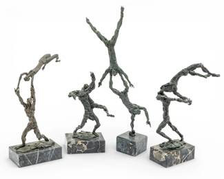 Lot 1020 Frank Eliscu (American, 1912-1996) Bronze Sculptures 1960, 'Acrobats', H 14" 4 PCS