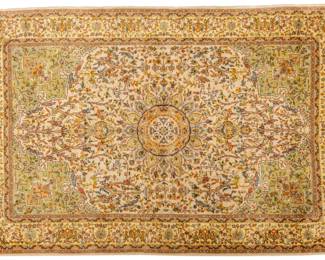 Lot 195 Indian Royal Jahan Pattern Handwoven Wool Rug, Ca. 1990, W 5' 11" L 9'