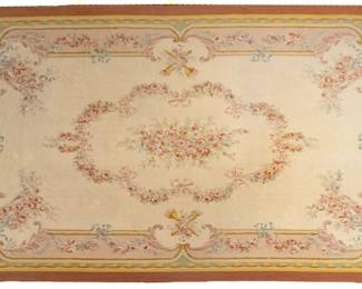 Lot 238 Chinese Aubusson Style Hand Knotted Room-Size Rug, W 12' 1" L 18'
