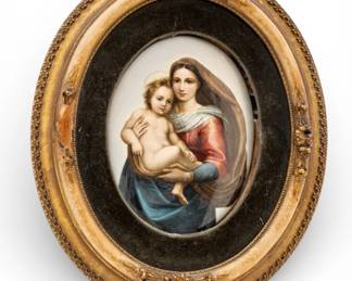 Lot 1054 After Raphael Hand Painted German Porcelain, Ca. 1900-1920, 'Sistine Madonna', H 7" W 5.4"