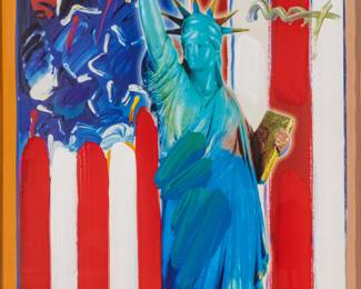 Lot 1032 Peter Max (American, B. 1937) Mixed Media on Paper, 'United We Stand', H 23" W 17"