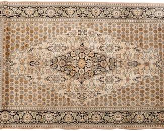 Lot 215 Indo-Tabriz Wool and Cotton Blend Handwoven Rug, Ca. 1980, W 5' 6" L 9' 1"