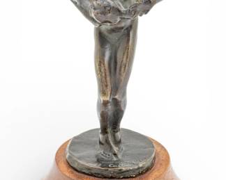 Lot 1018 Carl Milles (Swedish, 1875-1955) Bronze Sculpture Early 20th C., 'Flicka Med Katt (Girl Kissing Cat)', H 8.25" Dia. 4.25"