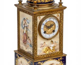 Lot 1055 Royal Vienna (Austria) Porcelain Mantle Clock Signed Kohler, Ca. 1875, H 18.2" W 7.5"