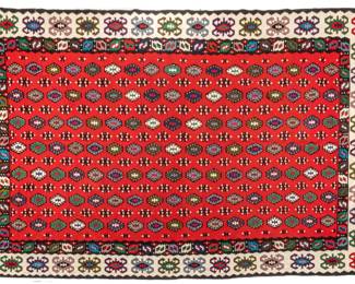 Lot 185 Turkish Kilim Handwoven Wool Rug, Ca. 1990, W 6' 6" L 9' 8"