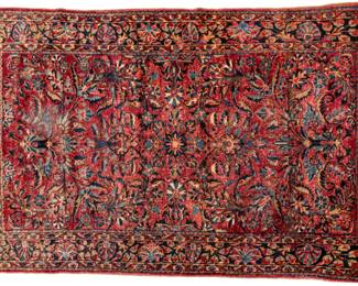 Lot 201 Persian Mahajeron Sarouk Handwoven Wool Rug, Ca. 1920, W 4' 3" L 6' 2"