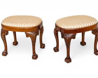 Lot 59 Kindel Furniture Company (American) Upholstered Footstools 20th C., H 18" W 19" Depth 13" 1 PAIR