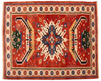 Lot 163 Turkish Kazak Design Handwoven Wool Rug, 1980-1990, W 6' 7" L 8'