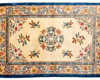 Lot 196 Chinese Art Deco Style Handwoven Wool Rug, Ca. 1980, W 4' L 6'